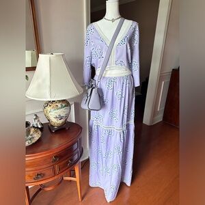 NWOT Lilac floral 2 piece set skirt and top backless